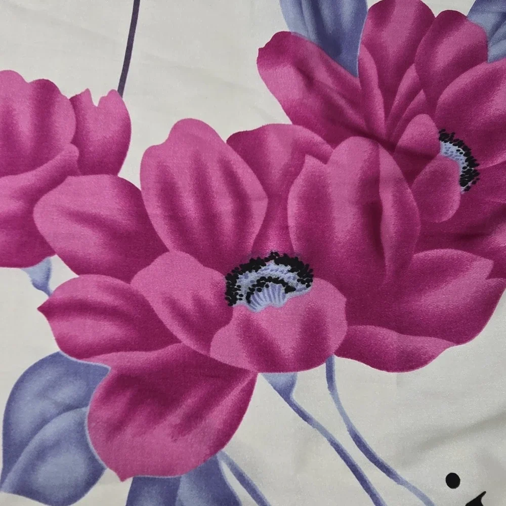 Vintage‎ Dior Silk Scarf - Neck Wrap Fuchsia and Blue Floral FU GUI HUA